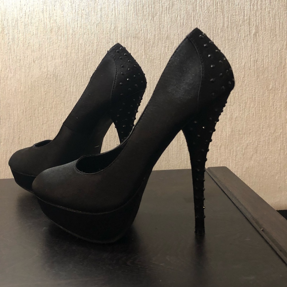 Black studded high heels